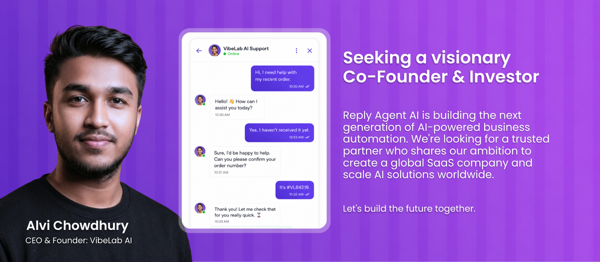 Seeking a visionary Co-Founder & Investor — Reply Agent AI
